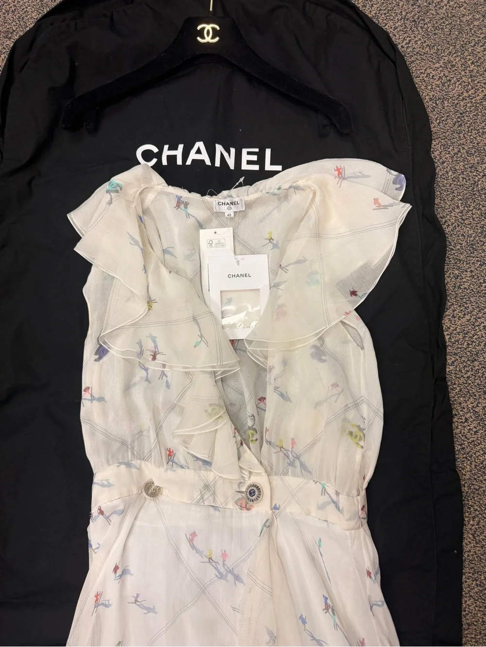 Chanel Light Ruffle Maxi Dress in Ivory